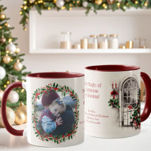 Sepia-Weihnachtsfenster-und-Stechpalmen-Foto-Tasse