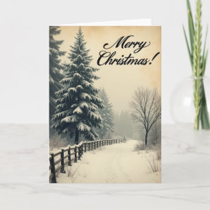 Sepia-Weihnachtskarte mit immergrüner Tanne Karte