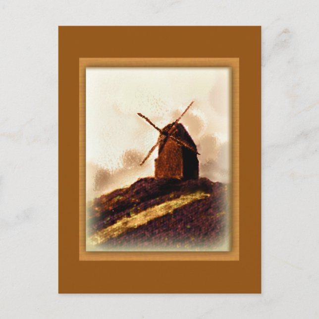 Sepia Windmill Postkarte (Vorderseite)