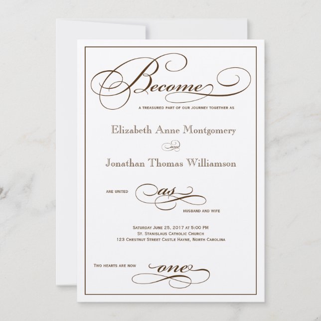 Sepia wird zu einer einmaligen Einladung zur Hochz (Vorderseite)