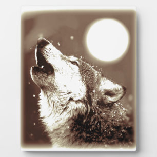 Sepia Wolf & Moon Fotoplatte