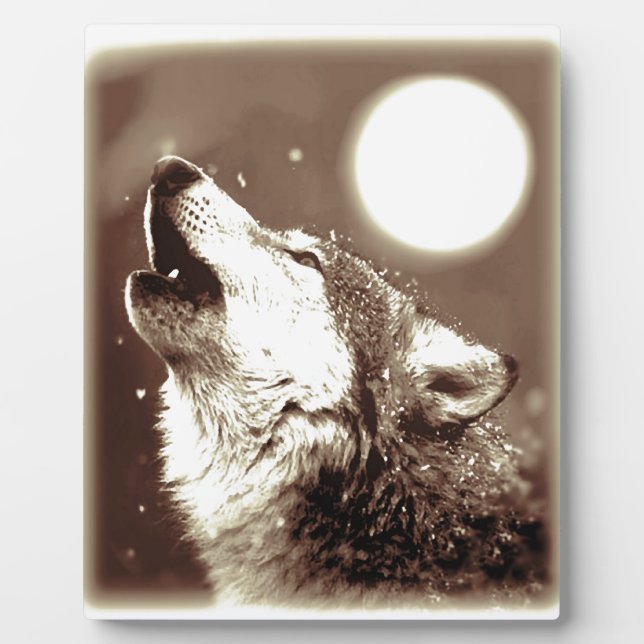 Sepia Wolf & Moon Fotoplatte (Vorderseite)
