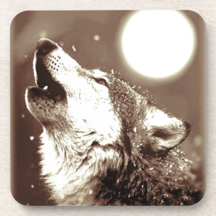 Sepia Wolf & Moon Getränkeuntersetzer