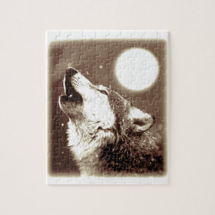 Sepia Wolf & Moon Puzzle