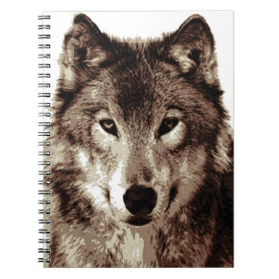 Sepia Wolf Portrait-Notebook Notizblock