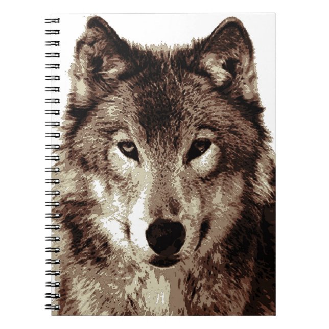 Sepia Wolf Portrait-Notebook Notizblock (Vorderseite)