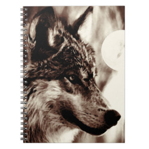Sepia Wolf Portrait-Notebook Notizblock