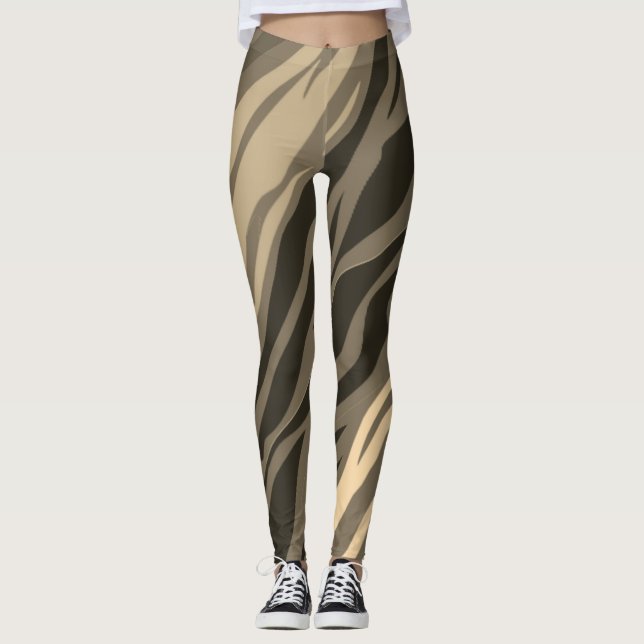 Sepia Zebra Print Leggings (Vorderseite)