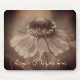 Sepia Zinnia Blume Einfachere Zeiten Inspiration Mousepad