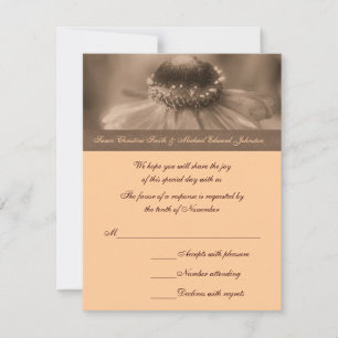 Sepia Zinnia Blume Wedding RSVP Karte