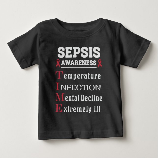 Sepsis Awareness T.I.M.E. Guide Baby T-shirt (Vorderseite)