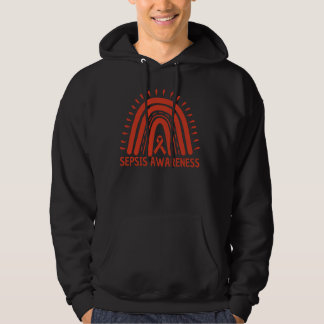 Sepsis Bewusstsein Rainbow Red Ribbon. Hoodie