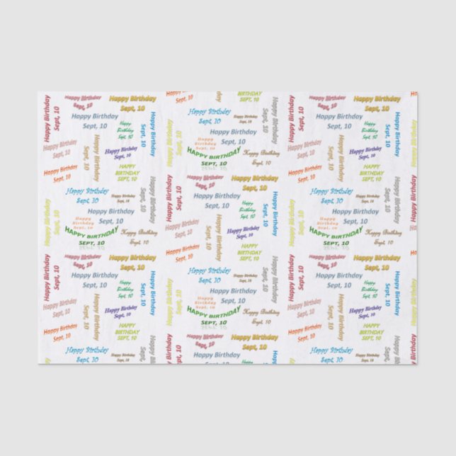 September, 10 Geburtstags-Gewebepapier Seidenpapier (Vorderseite)