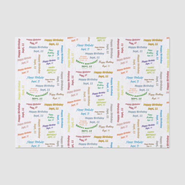 September, 11. Geburtstags-Gewebepapier Seidenpapier (Vorderseite)