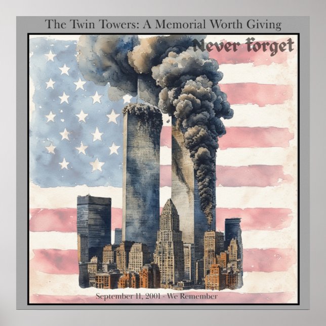 September 11 Twin Towers Memorial Wall Art  Poster (Vorne)