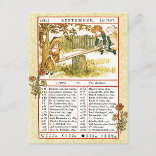 September 1884 Almanach. Waage Postkarte