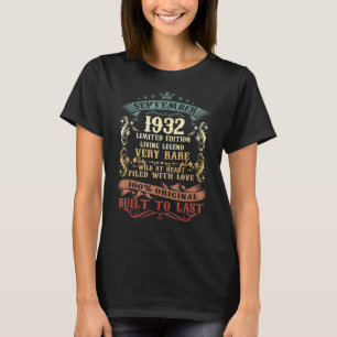 September 1932 90. Geburtstag 90 Jahre alte Männer T-Shirt