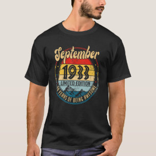 September 1933 89. Geburtstag 89 Jahre alt T-Shirt