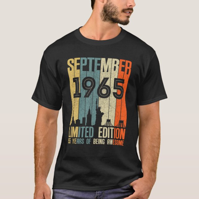 September 1965 T 55 Year Old 1965 Birthday Geschen T-Shirt (Vorderseite)