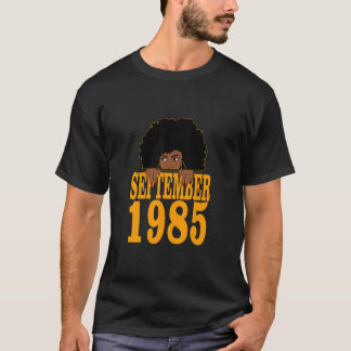 September 1985 37. Geburtstag 37 Jahre Alte Schwar T-Shirt