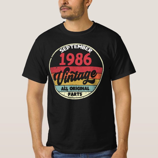 September 1986 Vintages Geburtstagsgeschenk T-Shirt (Vorderseite)