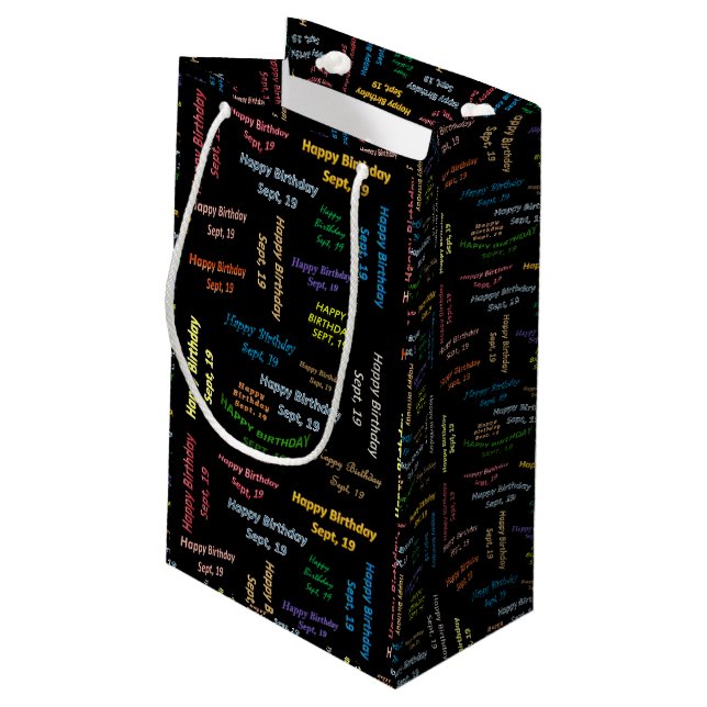 September, 19 Geburtstagsgeschenktasche Kleine Geschenktüte (Rückseite Schrägansicht)