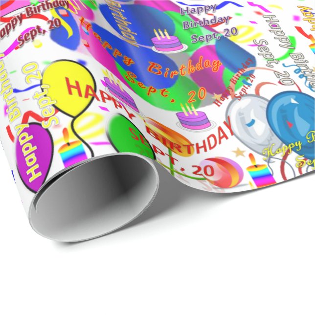 September, 20 Geburtstag Geschenkpapier (Rolleneckpunkt)