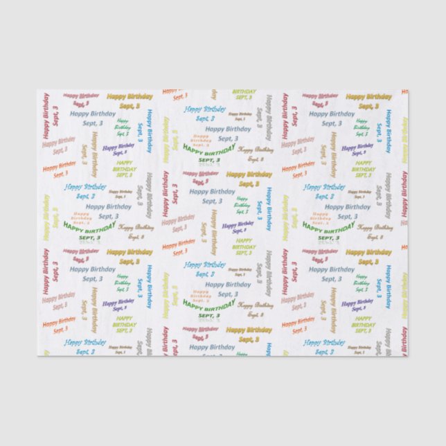 September, 3. Geburtstag, Tissue Paper Seidenpapier (Vorderseite)