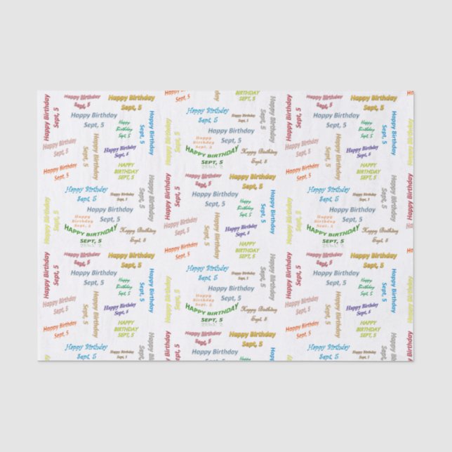 September, 5. Geburtstag, Tissue Paper Seidenpapier (Vorderseite)