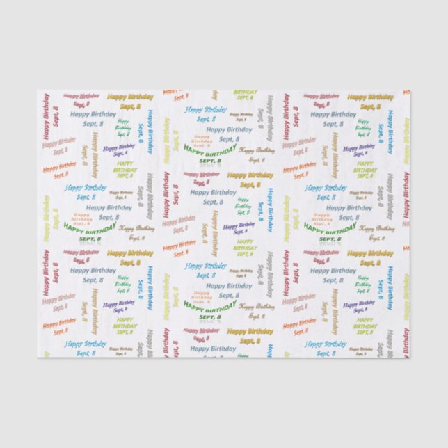 September, 8. Geburtstag, Tissue Paper Seidenpapier (Vorderseite)