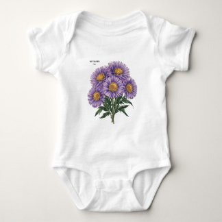 September Aster Birth Monat Custom Floral Art Baby Strampler