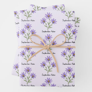 September-Aster-Blumen Geschenkpapier Set