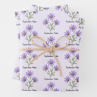 September-Aster-Blumen Geschenkpapier Set