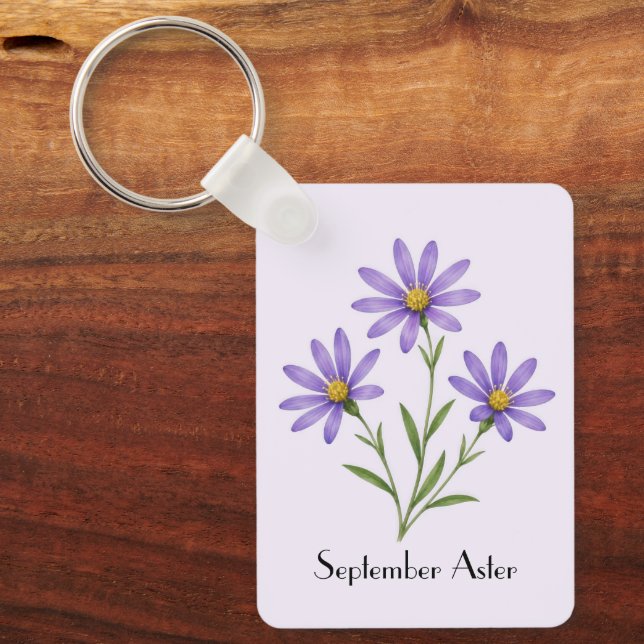September-Aster-Blumen  Schlüsselanhänger (Vorderseite)