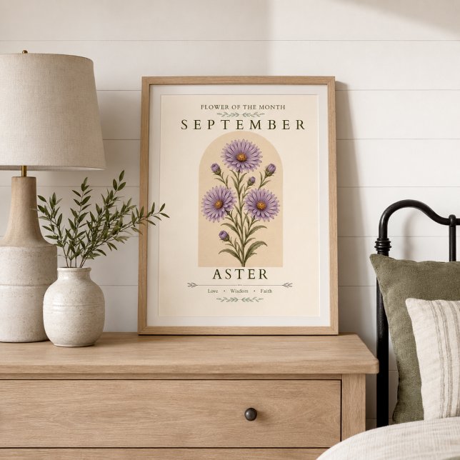 September-Aster-Geburtsblumenposter Poster (Von Creator hochgeladen)