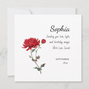 September Aster Personalisierter Geburtstag Karte