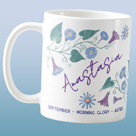 September Birth Flower Custom Name Morning Glory Kaffeetasse