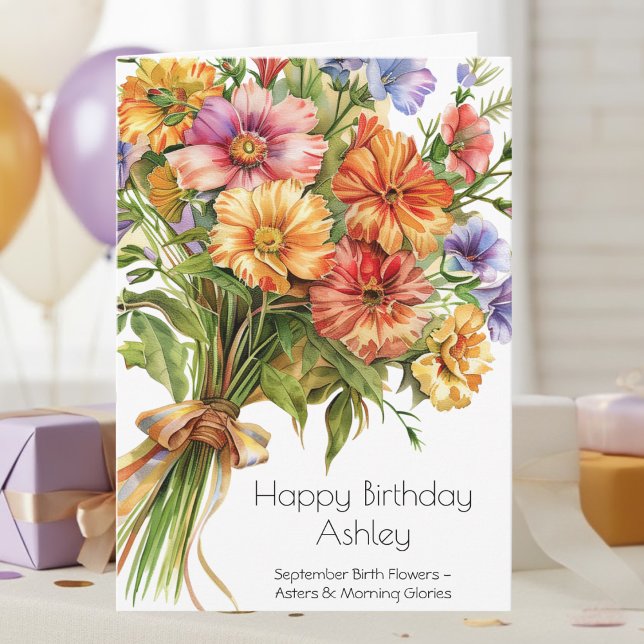 September Birth Month Flowers Happy Birthday Karte (Von Creator hochgeladen)