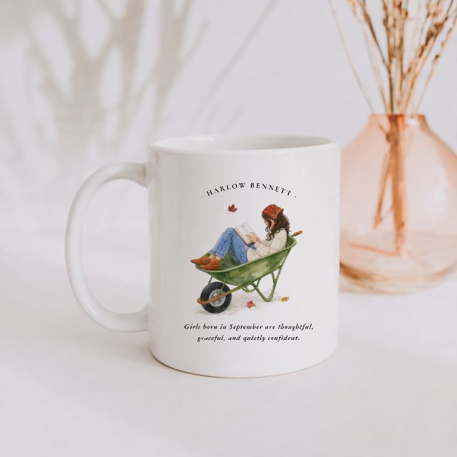 September Birth Month Girl | Monogram  Kaffeetasse (Von Creator hochgeladen)