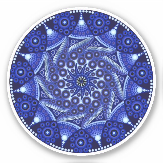 September Birthstone Sapphire Mandala Sticker (Vorderseite)