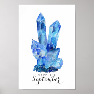 September Birthstone - Sapphire Watercolor   Poste Poster
