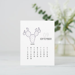 September Customizable Cactus 2024 Calendar Card Postkarte