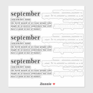 September Definition Geburtstag Aufkleber