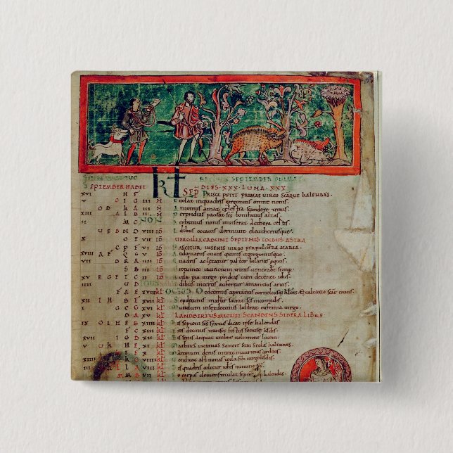 September: den Eber, von einem Kalender neigen Button (Vorderseite)