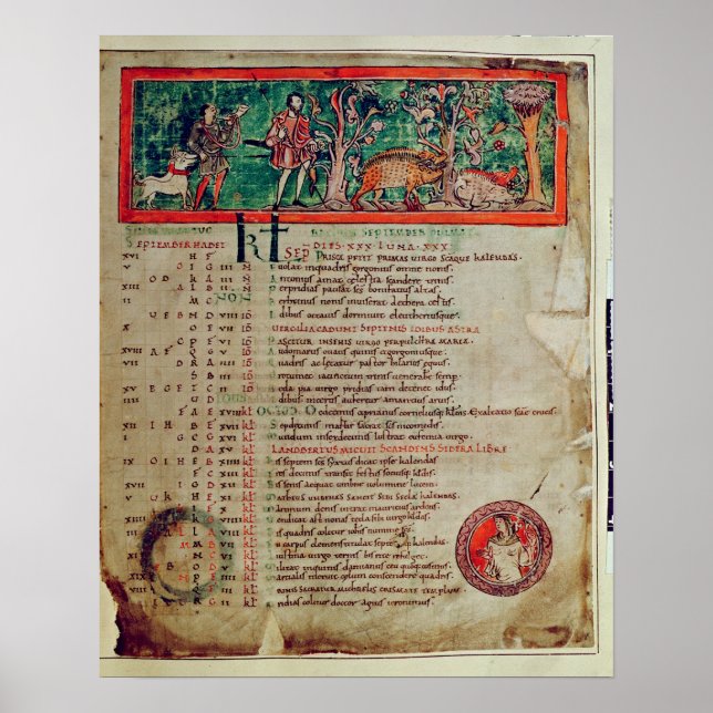 September: Geburt des Ebers, aus einem Kalender Poster (Vorne)