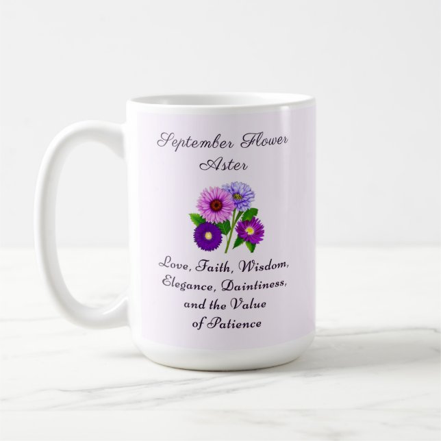 September Geburtsmonat Blume Aster Personalisiert Kaffeetasse (Links)