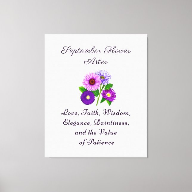 September Geburtsmonat Blume Aster Personalisiert Leinwanddruck (Vorderseite)