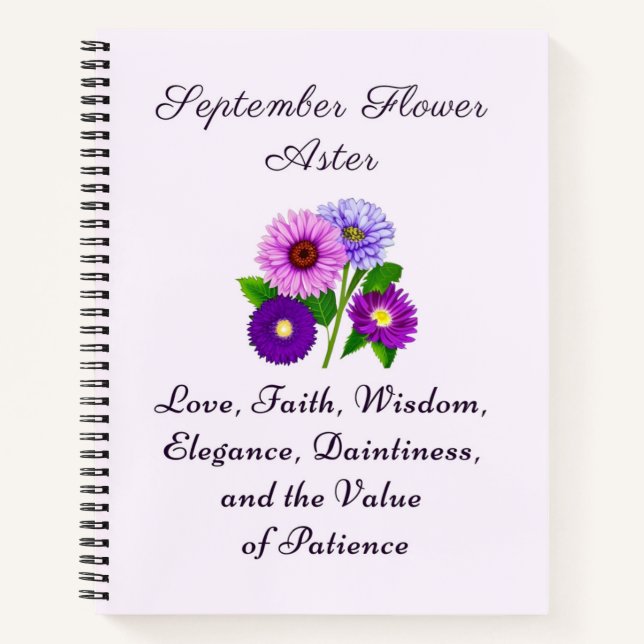 September Geburtsmonat Blume Aster Personalisiert Notizbuch (Vorderseite)