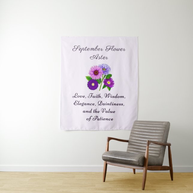 September Geburtsmonat Blume Aster Personalisiert Wandteppich (Beispiel)