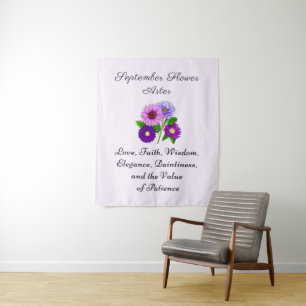 September Geburtsmonatsblume Aster Personalisiert Wandteppich